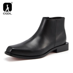 Men Chelsea Boots Genuine Leather Botas Wedding Dress Shoes for Male Formal Business Ankle Boot Winter Warm Black