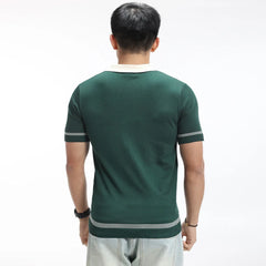 Summer Knitted Polo Shirts Men Vintage Fashion Loose Business Casual Short Sleeve T-shirt Cool Breathable Sweater T Shirt Tops
