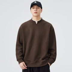 Double Collar Pullover Sweatshirt Men Loose Casual Streetwear Fashion Long Sleeve Hoodie Sweatshirts Tops
