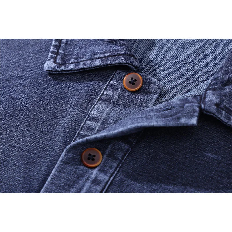 Men Summer Streetwear Outdoor Fashion Knitted Denim Loose Casual Plus Size Short Sleeve Polo Shirt Cityboy T-shirts Man T Shirts