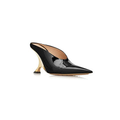 Alien heel mule slipper in silver and black