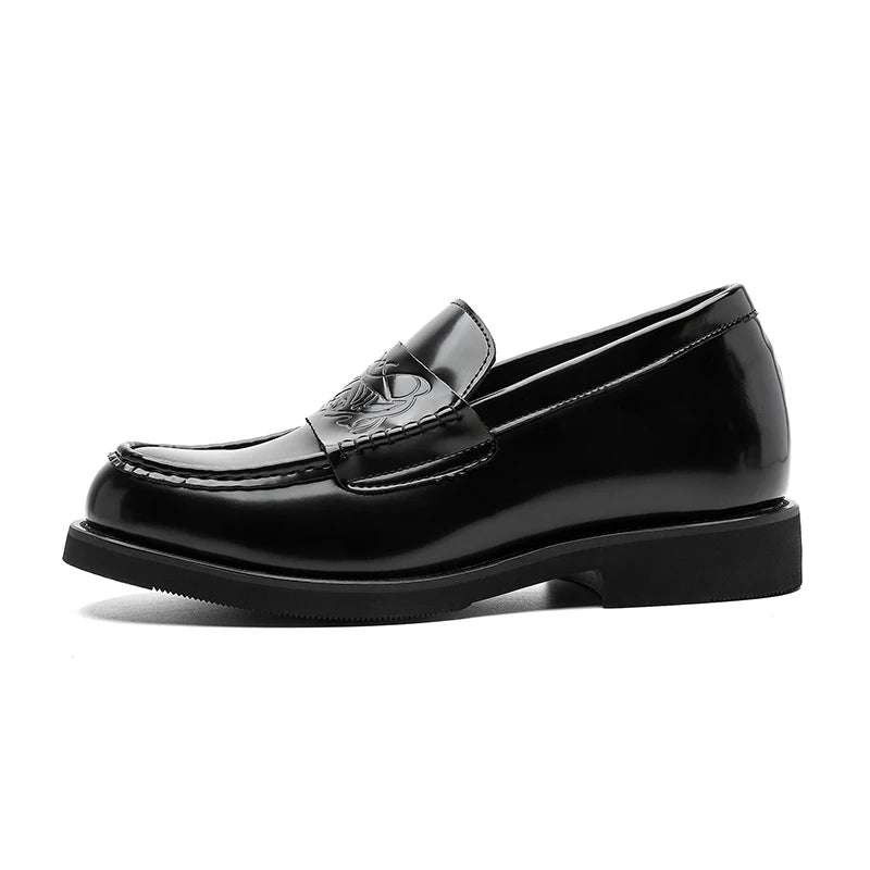 Men's Black Patent Leather Loafers – Formal Slip-On Dress Shoes with Square Toe, Elegant Business and Wedding Shoes for Men