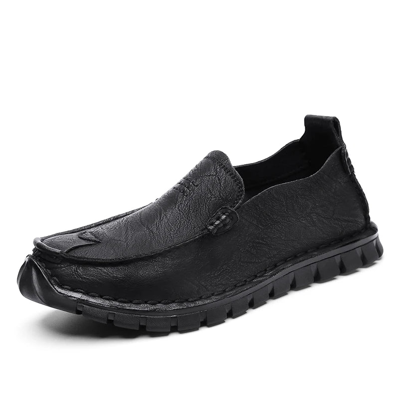 Slip-on leather loafer in soft moccasin business casual style