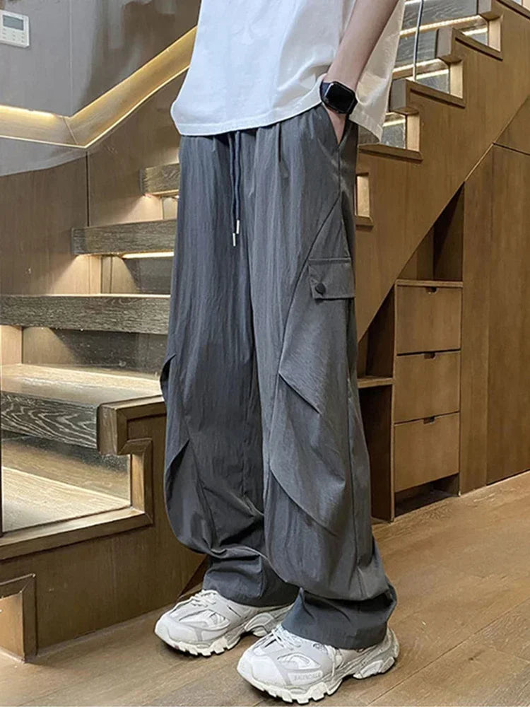 2026 New Men's Techwear Cargo Pants Hip Hop Fashion Straight Wide Leg Trousers Male Summer Y2K Streetwear Baggy Gym Sweatpants