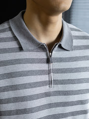 Summer Short Sleeve Knitted Stripe Polo Shirt Men Business Casual Fashion Vintage Commuter Sweater T-shirt Tops Tshirt