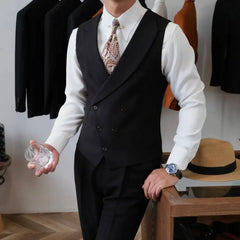 High Quality 3pcs Suit For Men Slim Fit Elegant Wedding Suits For Man Luxury Black Traje De Novio Para Boda Jacket+ Vest+ Pant