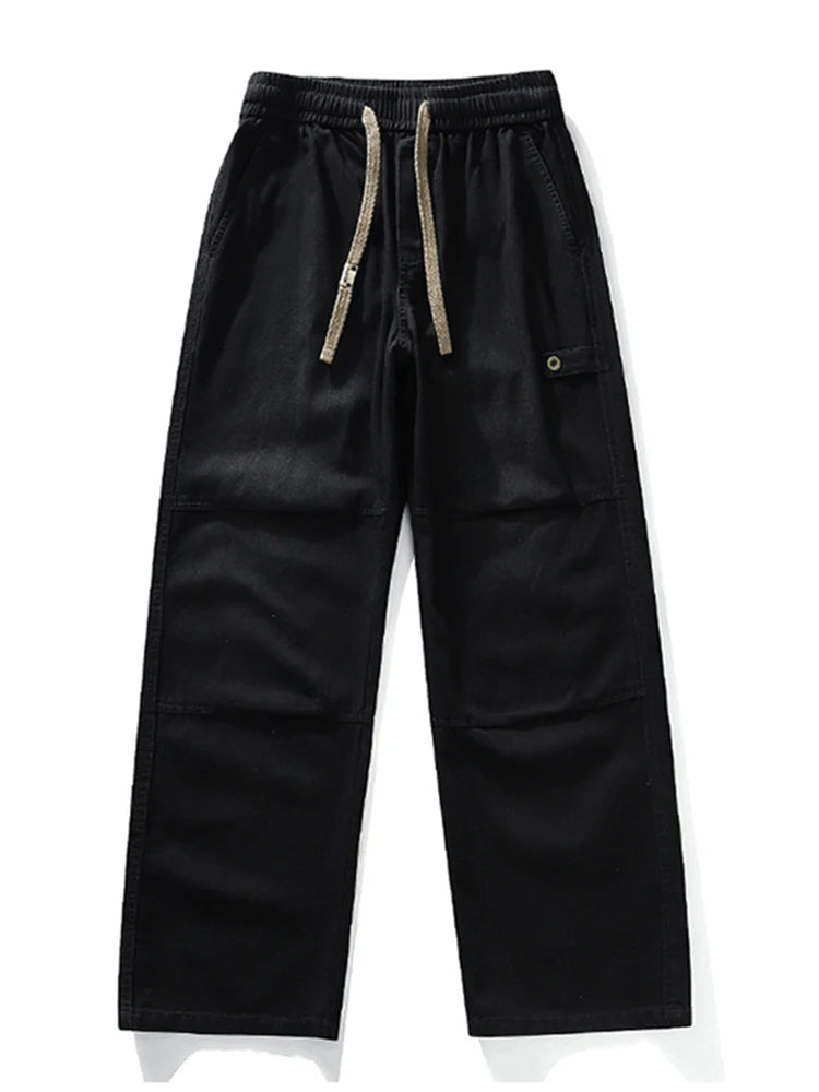 Autumn Men's Hip Hop Fashion Pleated Jeans High Street Straight-Leg Baggy Denim Trousers 2026 New Casual Drawstring Y2K jean