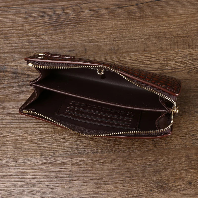 2026 Sunmer New Men's Crocodile Clutch Bag Briefcase High-quality Real Cowhide Envelope Clutch Bag Large Capacity Men's Bag