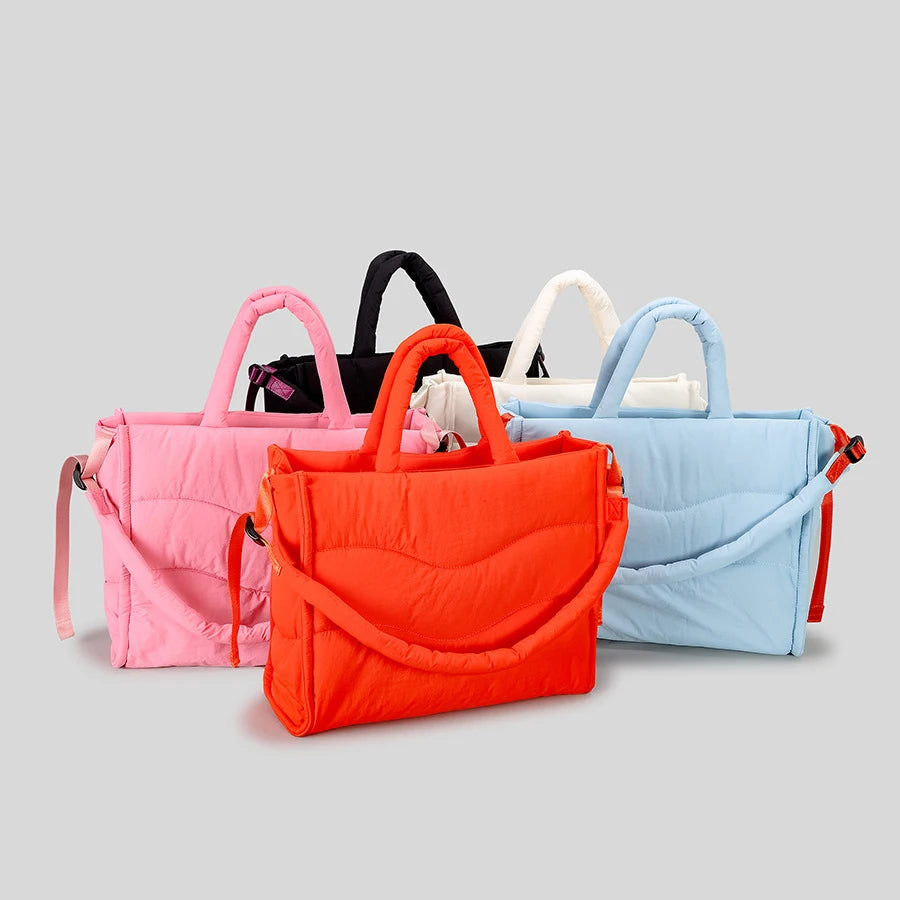 Puffer quilted oversized tote in nylon for winter