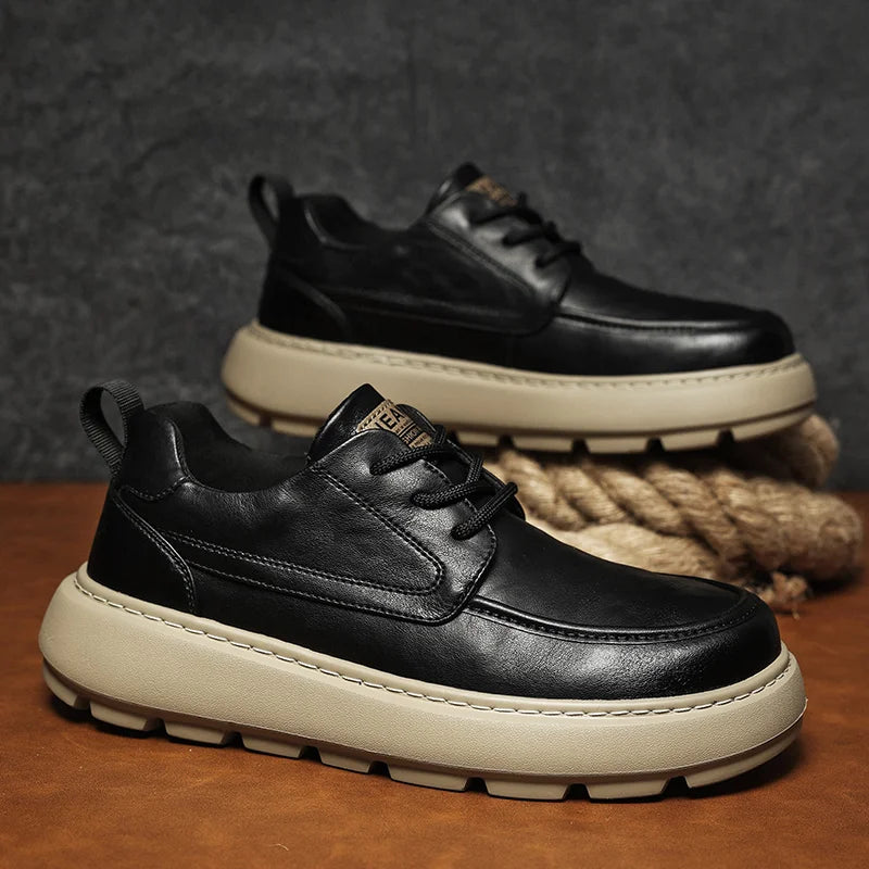 Men Derby Shoes PU Thick Soled Comfortable Anti Slip Versatile Business Leisure Men Shoes