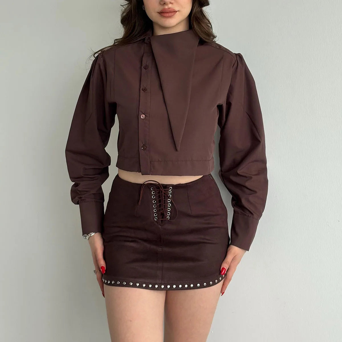BJTZ Women Lapel Collar Blouse Elegant Commute All Match Shirt Casual Long Sleeve Tops Spring Autumn 2026