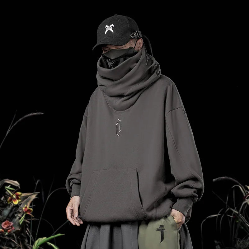 11 BYBB'S DARK 2026 Double Neckline Hoodie Techwear Harajuku Men Hoodies Hip Hop Streetwear Pullover Sweatshirts Oversize