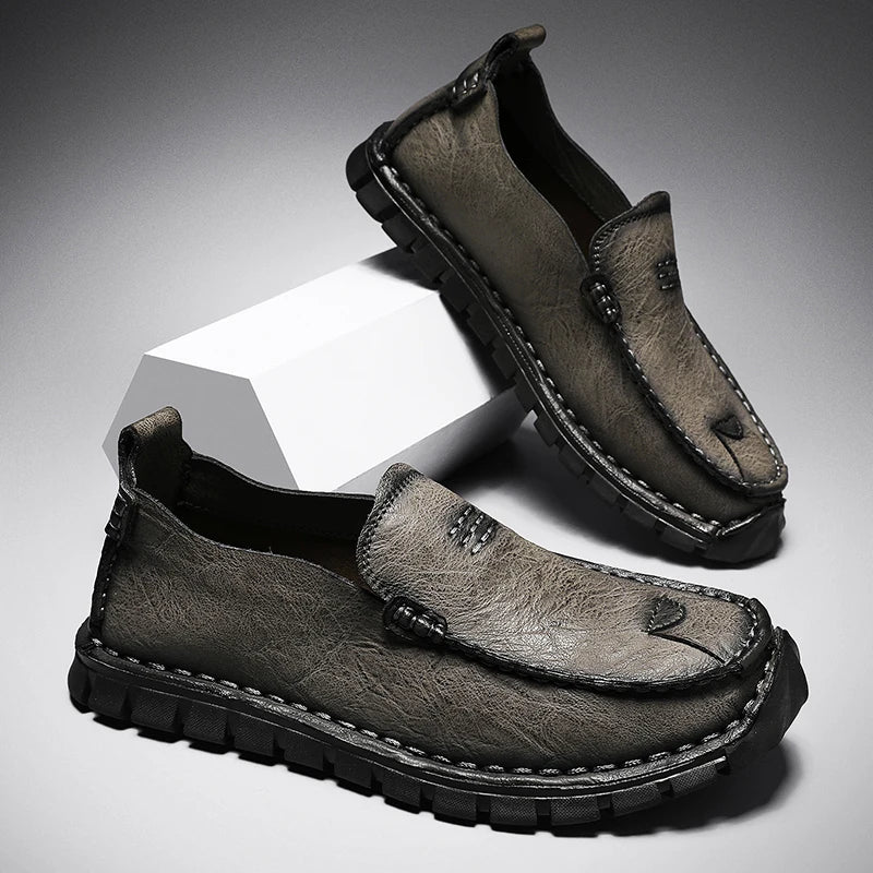Slip-on leather loafer in soft moccasin business casual style