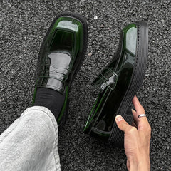 Hight Quality Spring New Classic British Business Casual Style Patent Leather Loafers For Men's Hombre Height Increasing Shoes