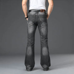 Denim Flared Jeans Men  Boot Cut Denim Pants Comfortable Slightly Slim Classic Loose Casual Blue Black Trousers For Male Bootcut