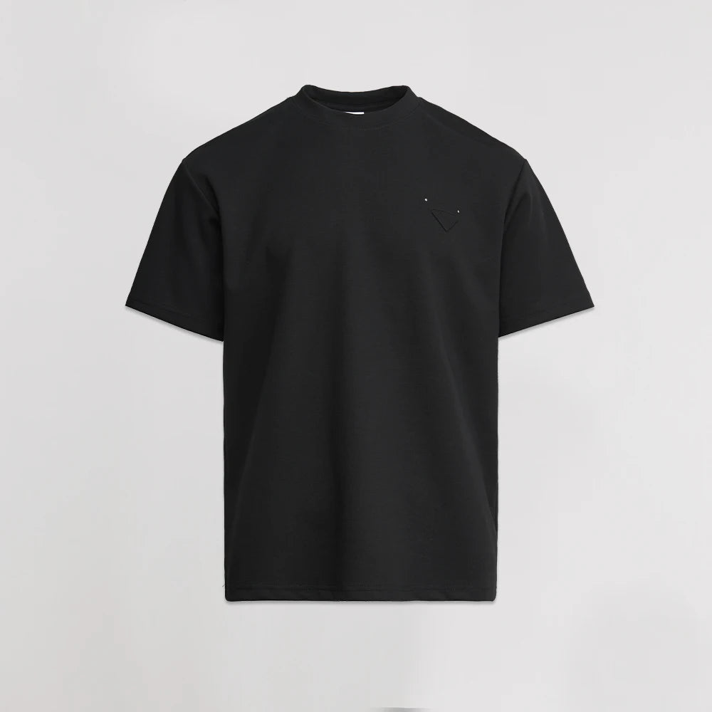 Men's Heavyweight 280g 2026 Summer New Cotton Solid Color Short Sleeve T-Shirt Crew Neck Triangle Label All-match Minimalist Tee