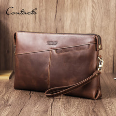 CONTACT'S Genuine Leather Clutch Bags for Men Password Lock Security Clutches Phone Pocket Men's Bag Handbag Male Cluth Wallet