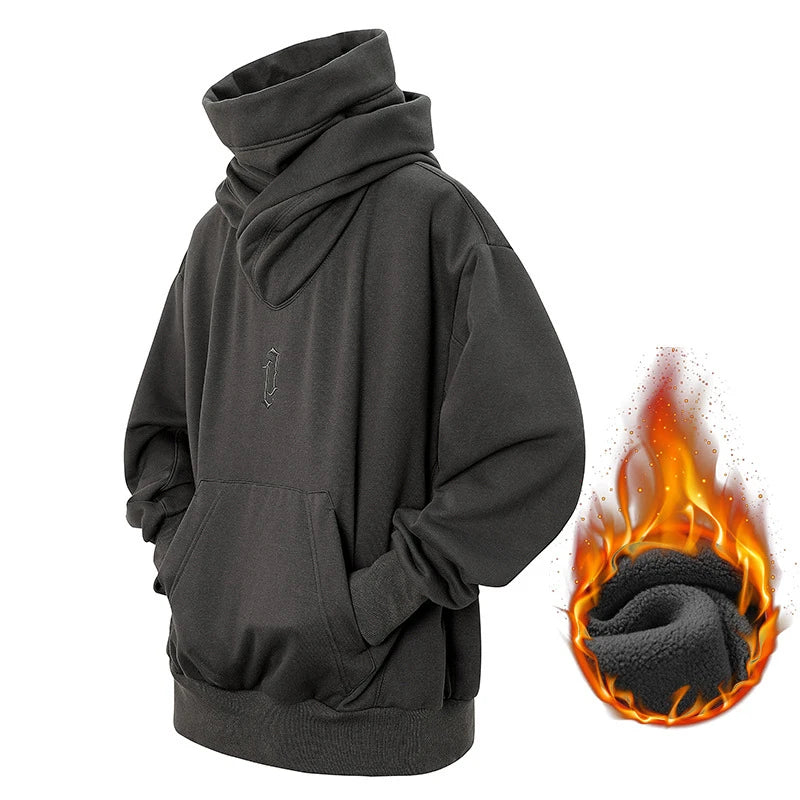 11 BYBB'S DARK 2026 Double Neckline Hoodie Techwear Harajuku Men Hoodies Hip Hop Streetwear Pullover Sweatshirts Oversize