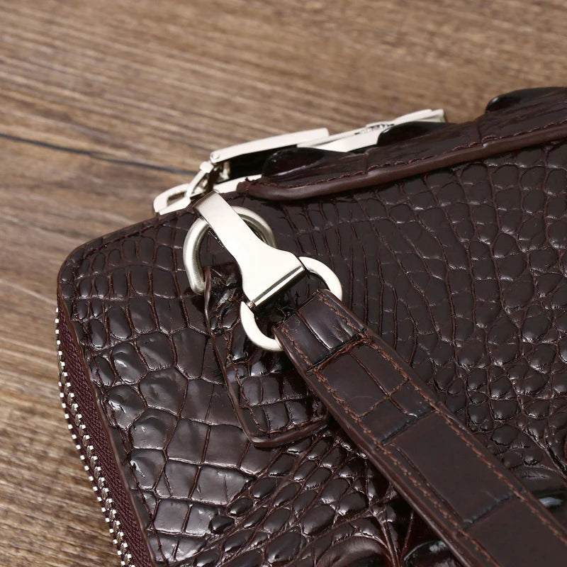 2026 New Men's Crocodile Clutch Bag Briefcase High-quality Real Cowhide Envelope Clutch Bag Large Capacity Men's Bag
