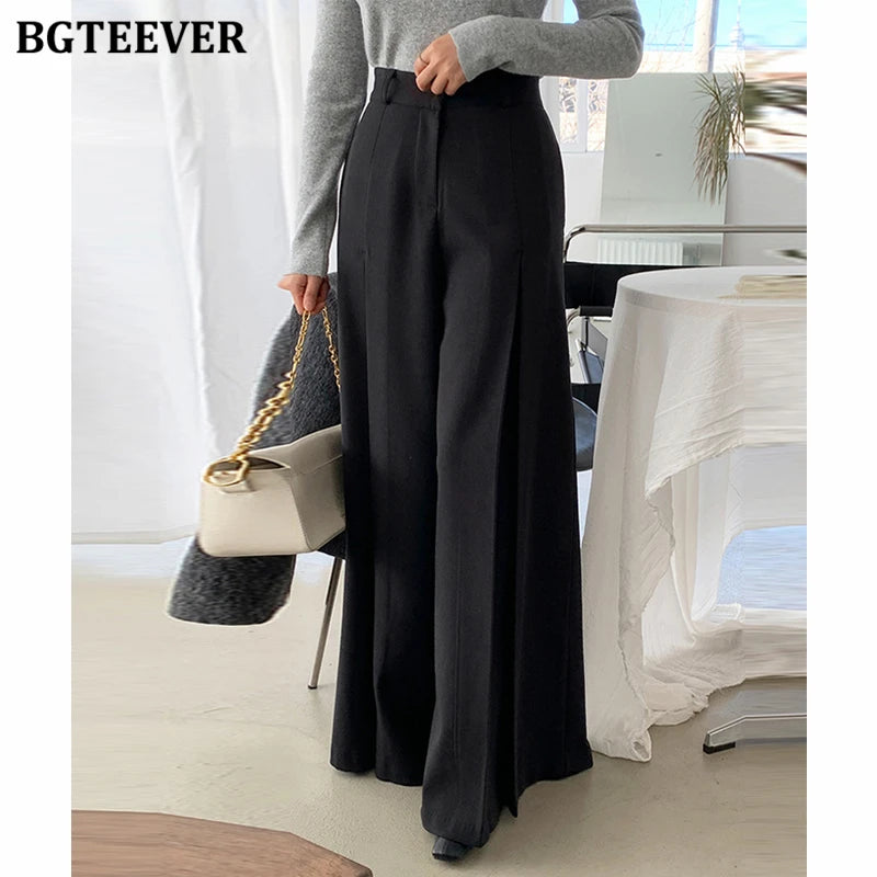 Wide-leg loose suit pants with pockets in elegant fit