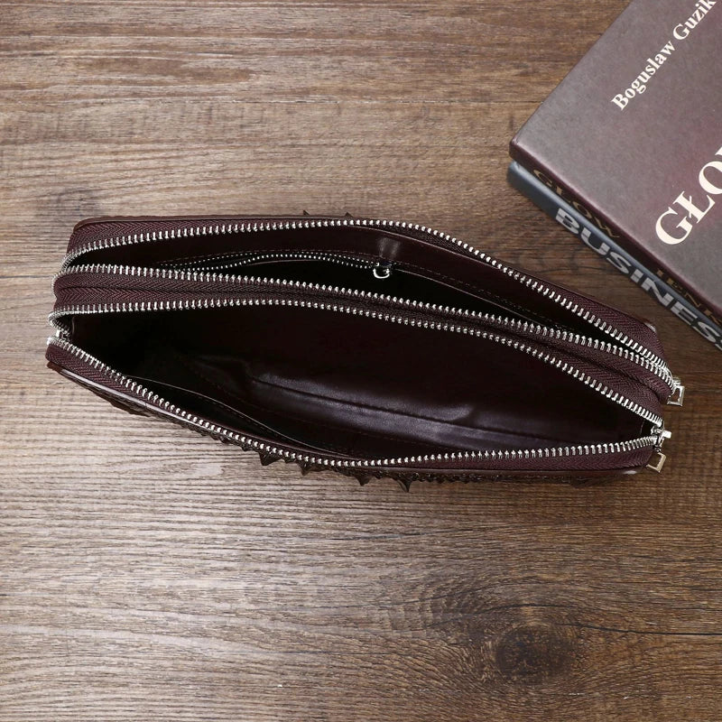 2026 New Men's Crocodile Clutch Bag Briefcase High-quality Real Cowhide Envelope Clutch Bag Large Capacity Men's Bag
