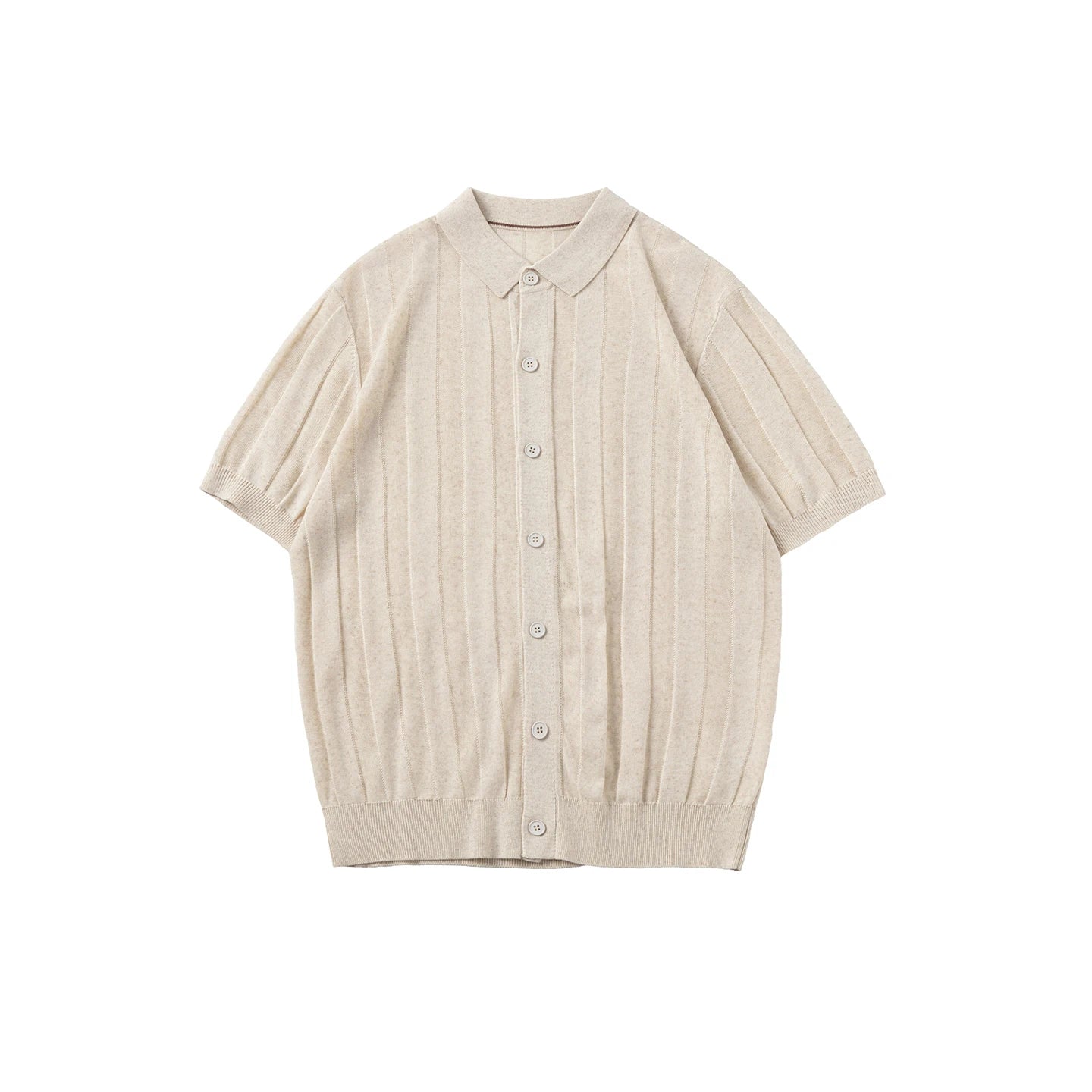 Men Summer Business Casual Fashion Vintage Short Sleeve Knitted Stripe Cardigan Polo Shirt Male Commute Sweater T-shirt Tops