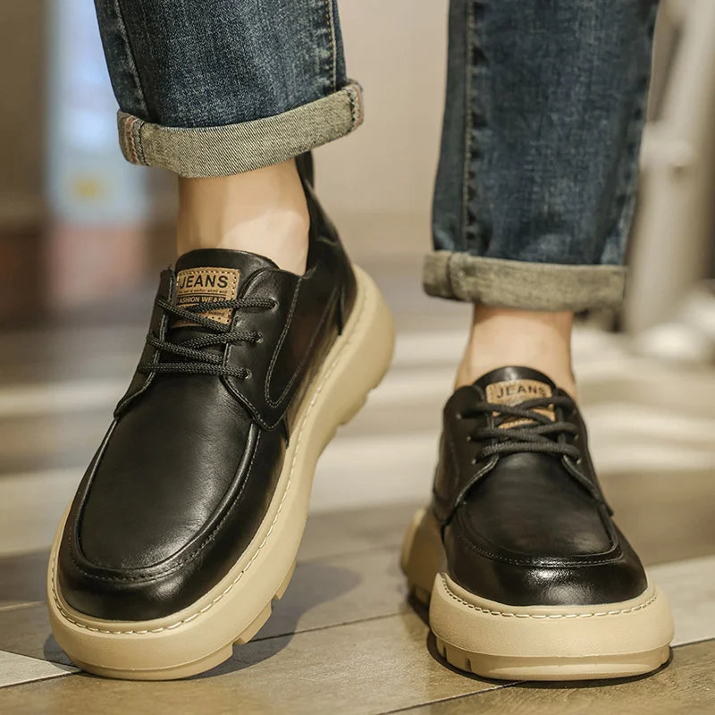 Men Derby Shoes PU Thick Soled Comfortable Anti Slip Versatile Business Leisure Men Shoes