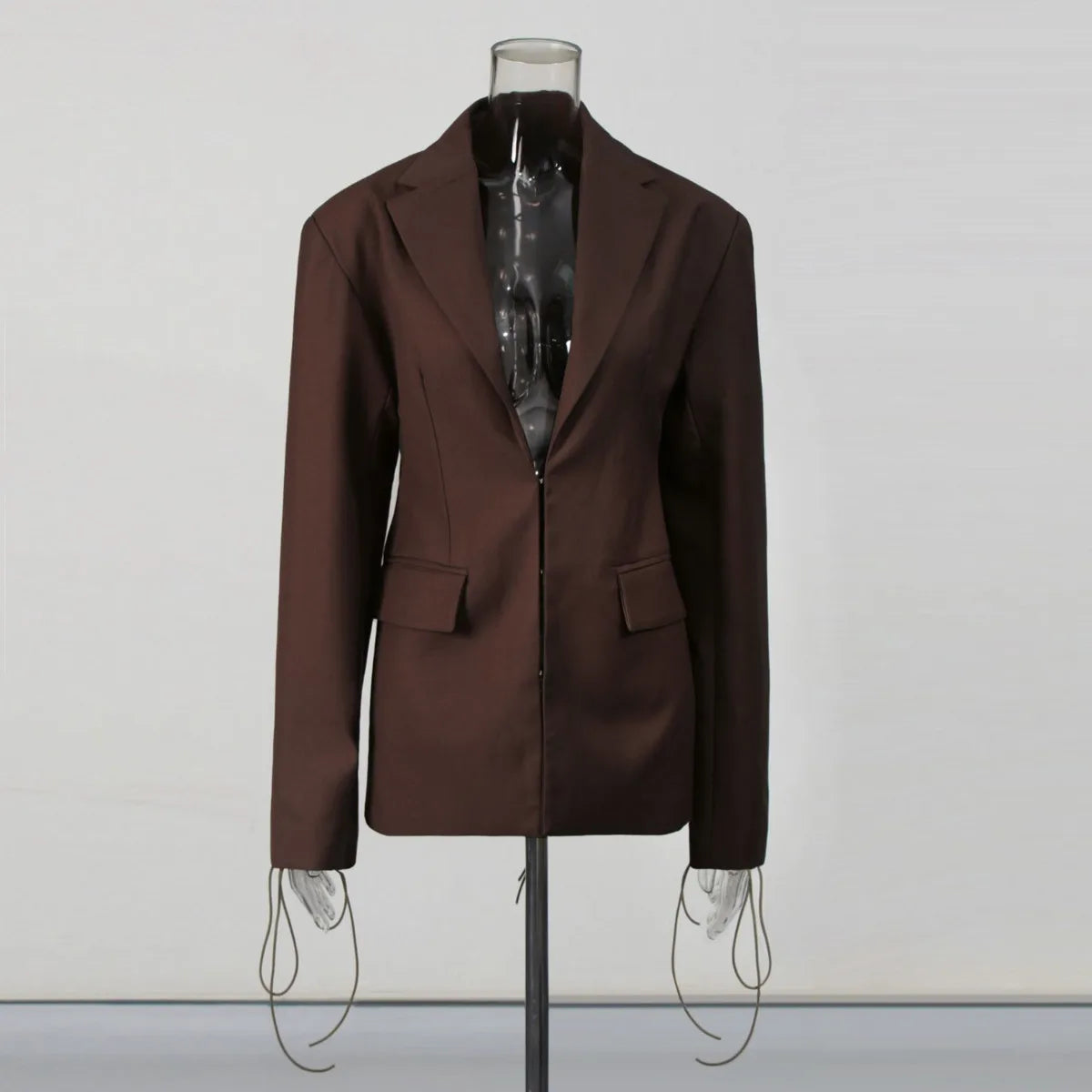 Openwork hidden button loose long-sleeve suit set