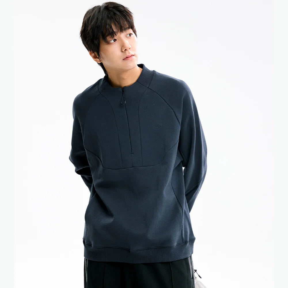 Men Spring Autumn Streetwear Fashion Loose Casual Splice Zipper Collar Plus Size Pullover Sweatshirts Tops Cityboy Outerwear