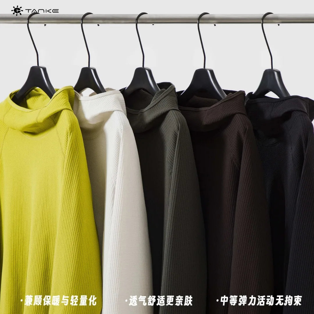 Lightweight Airy Waffle Knit Oversized Hoodie - Warm, Breathable, & Medium Stretch for Fall/Spring (Unisex)