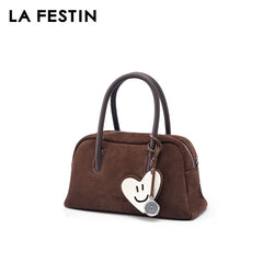 Barrel Boston bag in suede