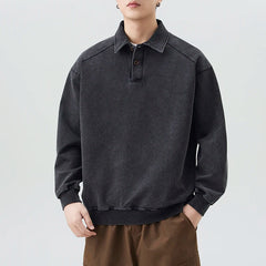 Men's Japanese Streetwear Fashion Casual Loose Vintage Washed Knitted Pullover Sweatshirts Cityboy Spring Autumn Hoodies Tops