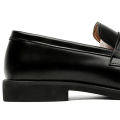 Men's Black Leather Penny Loafers Classic Slip On Dress Shoes Formal Casual Comfortable Leather Lining Trendy Fashion Footwear F