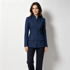 Mandarin collar frog button slim fit blazer