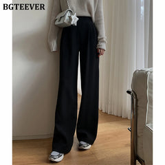 High waist wide-leg straight suit trousers in loose fit