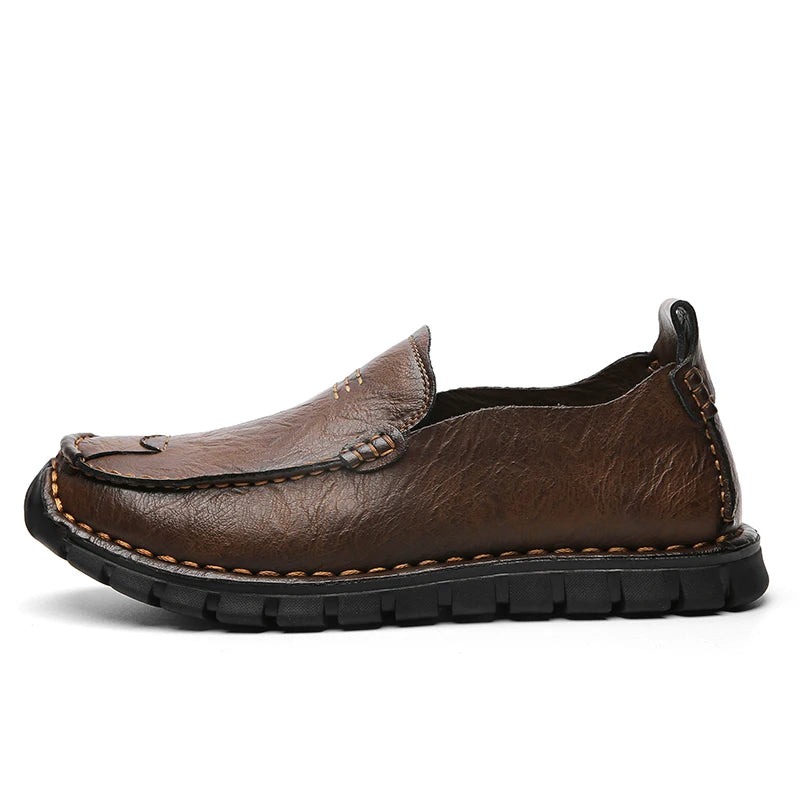 Slip-on leather loafer in soft moccasin business casual style