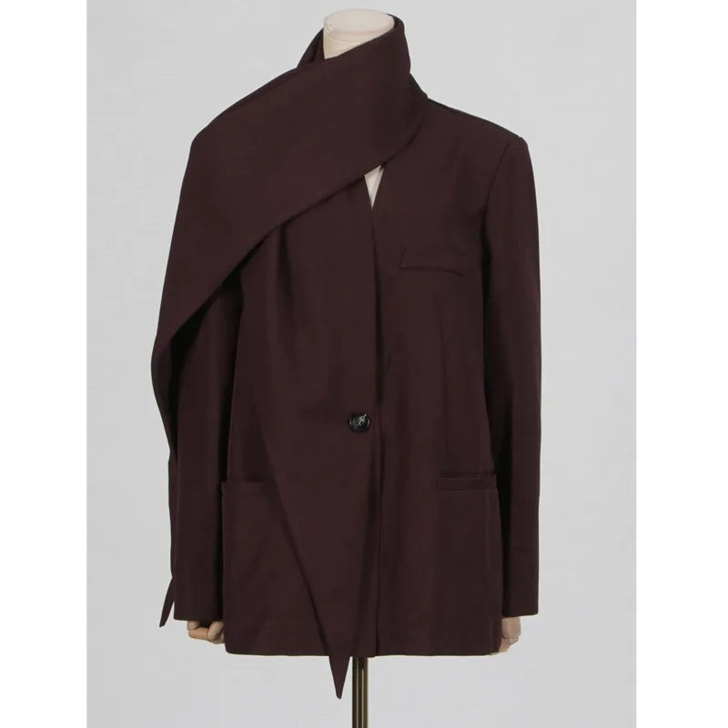 Irregular one-button short loose blazer