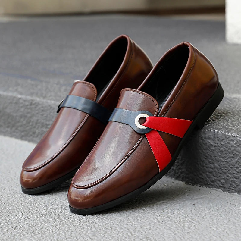 Men's Brown Loafers Men's Classic Business Dress Shoes Comfortable Slip-On Oxford Shoes for Office Wedding Plus Size 40-46