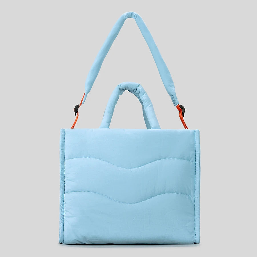 Puffer quilted oversized tote in nylon for winter