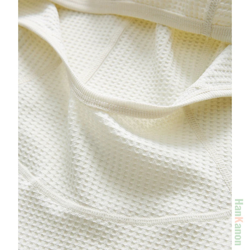 Lightweight Airy Waffle Knit Oversized Hoodie - Warm, Breathable, & Medium Stretch for Fall/Spring (Unisex)