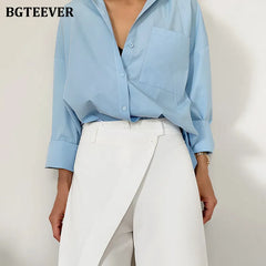 High waist straight patchwork long trousers in white