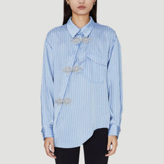 TWOTWINSTYLE Hit Color Spliced Diamonds Loose Blouse for Women Lapel Long Sleeve Pstchwork Pockets Female New