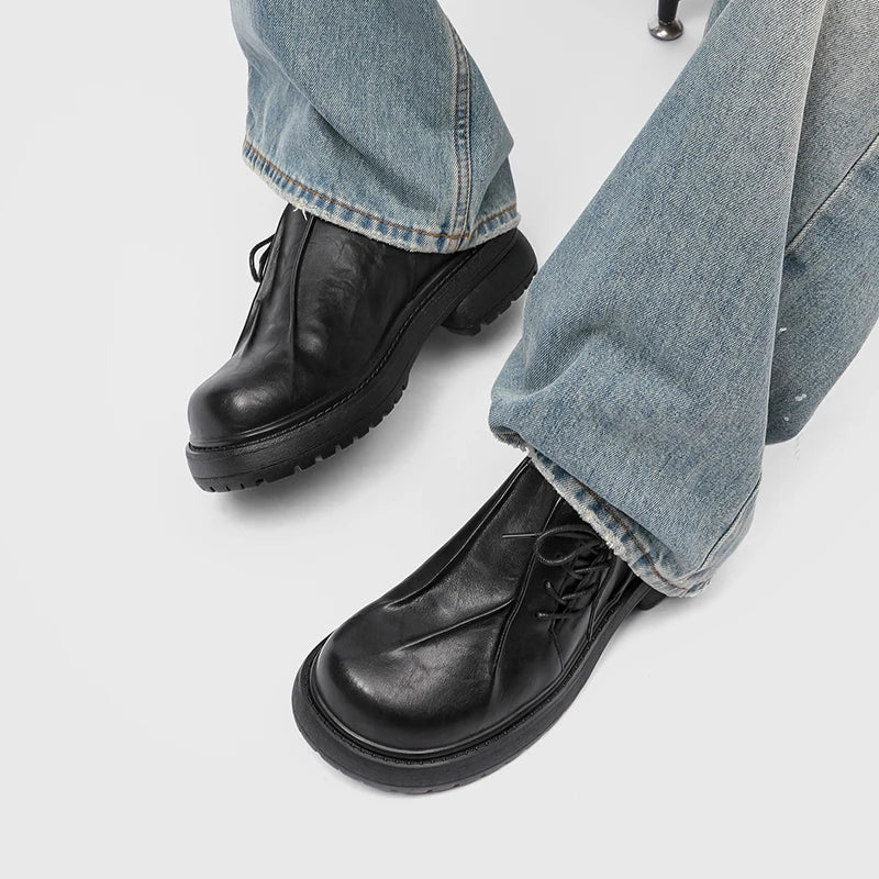 Derby thick soled men's leather shoes Fashion designer styles Party and Work Daily leisure and business Adult suit shoes 38-46