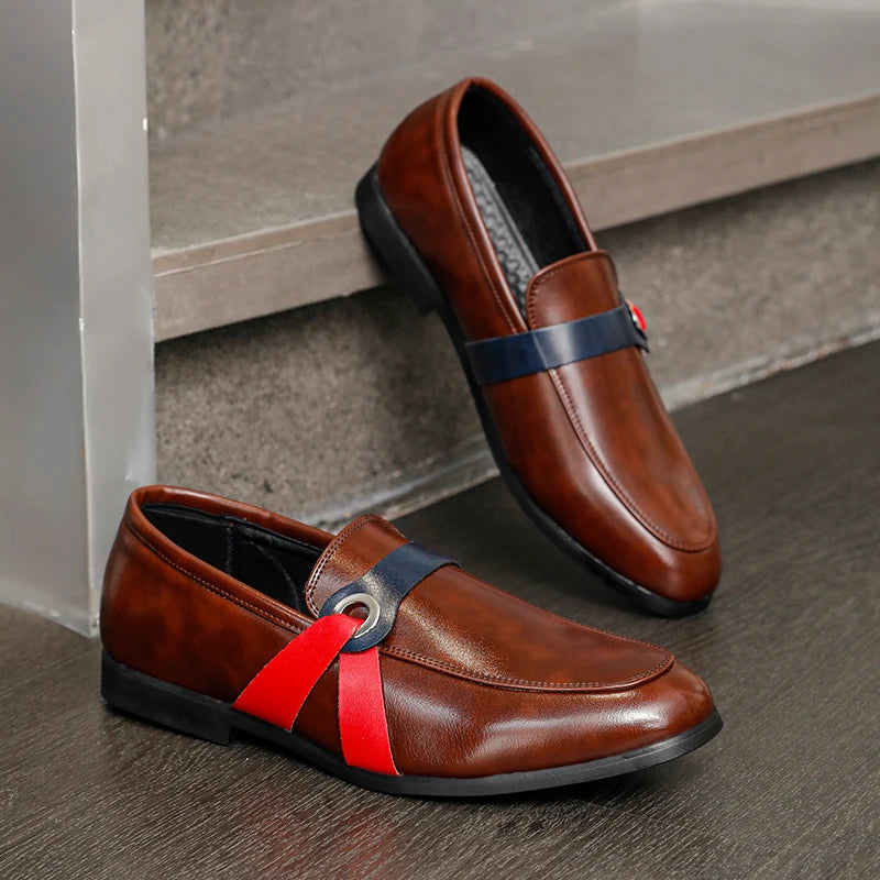 Men's Brown Loafers Men's Classic Business Dress Shoes Comfortable Slip-On Oxford Shoes for Office Wedding Plus Size 40-46