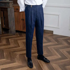 High Quality Italy Business Dress Pants Men  Office Social Suit Pants Casual Wedding Groom Trouser Pantaloni Uomo Casual Blue