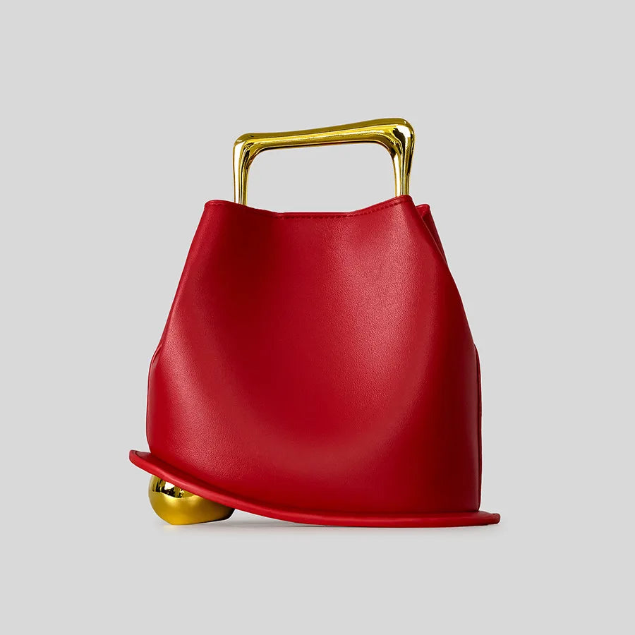 Irregular bucket bag in PU leather