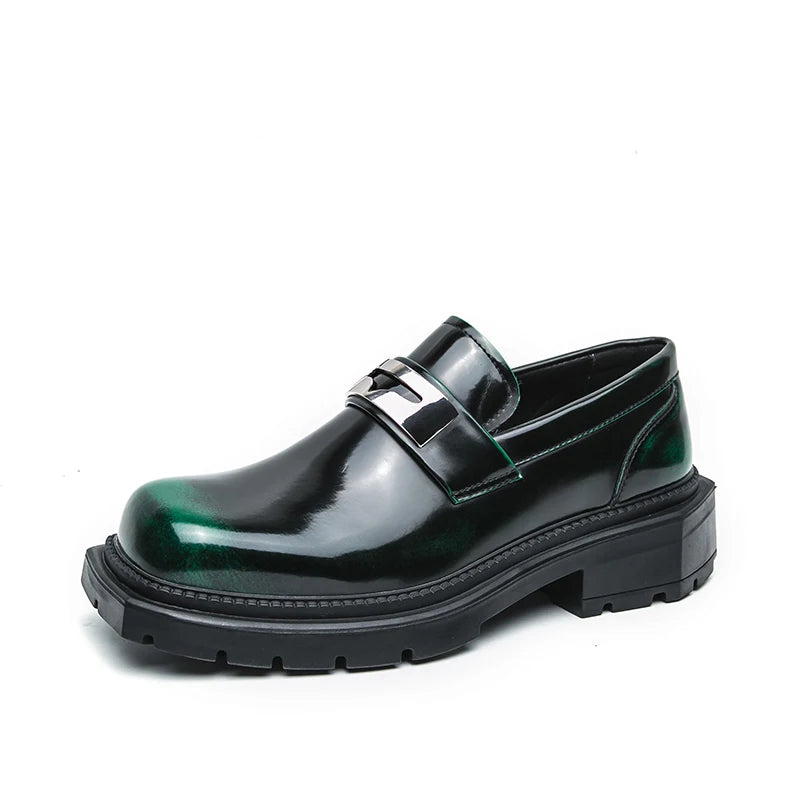 Men Loafers PU Thick Sole Square Toe Trendy Men Shoes