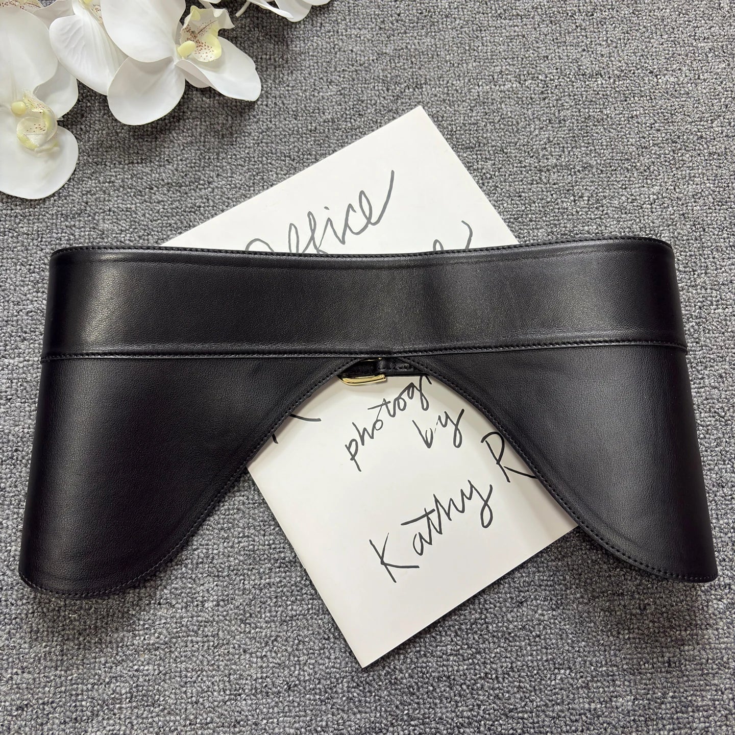 Double needle buckle super wide waist belt in soft sheepskin