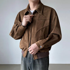 IEFB Niche Design Men's Coats Turn-down Collar Double Zipper Solid Color Casual Pocket Deconstruction Male Jackets New 9X1552