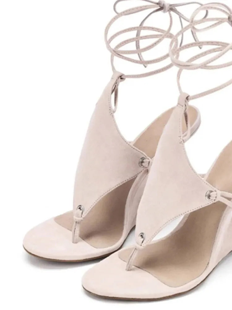 Pinch toe thick heel sandal with ankle strap